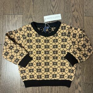 Janie and Jack Black and Tan Fair Isle Knit Sweater size 12/18